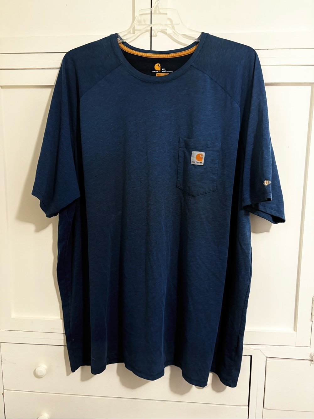 Carhartt Men's Deep Blue Short-Sleeve Pocket Tee with Logo Patch